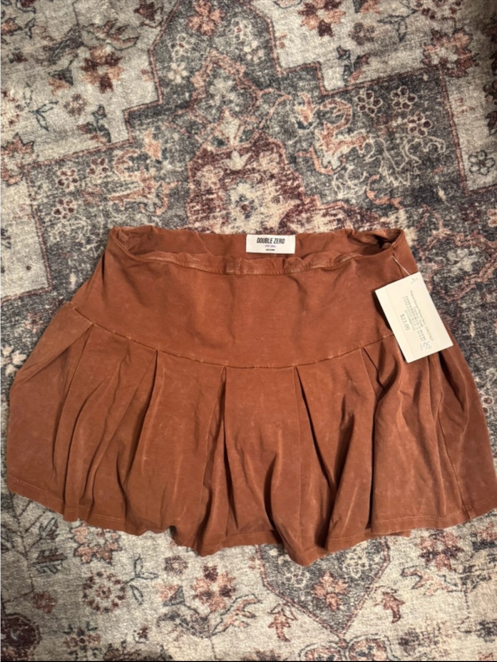 Double Zero Rust Mini Skirt with Box Pleats